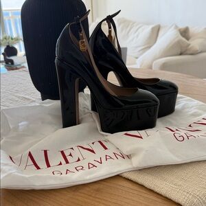 Valentino Garavani Glossy Black Platform Heels